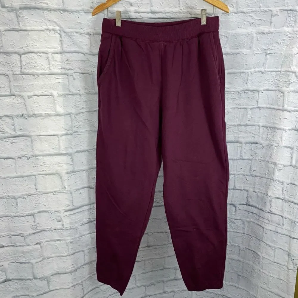 Terra & Sky cotton blend pull on joggers w/front pockets burgundy sz 14W